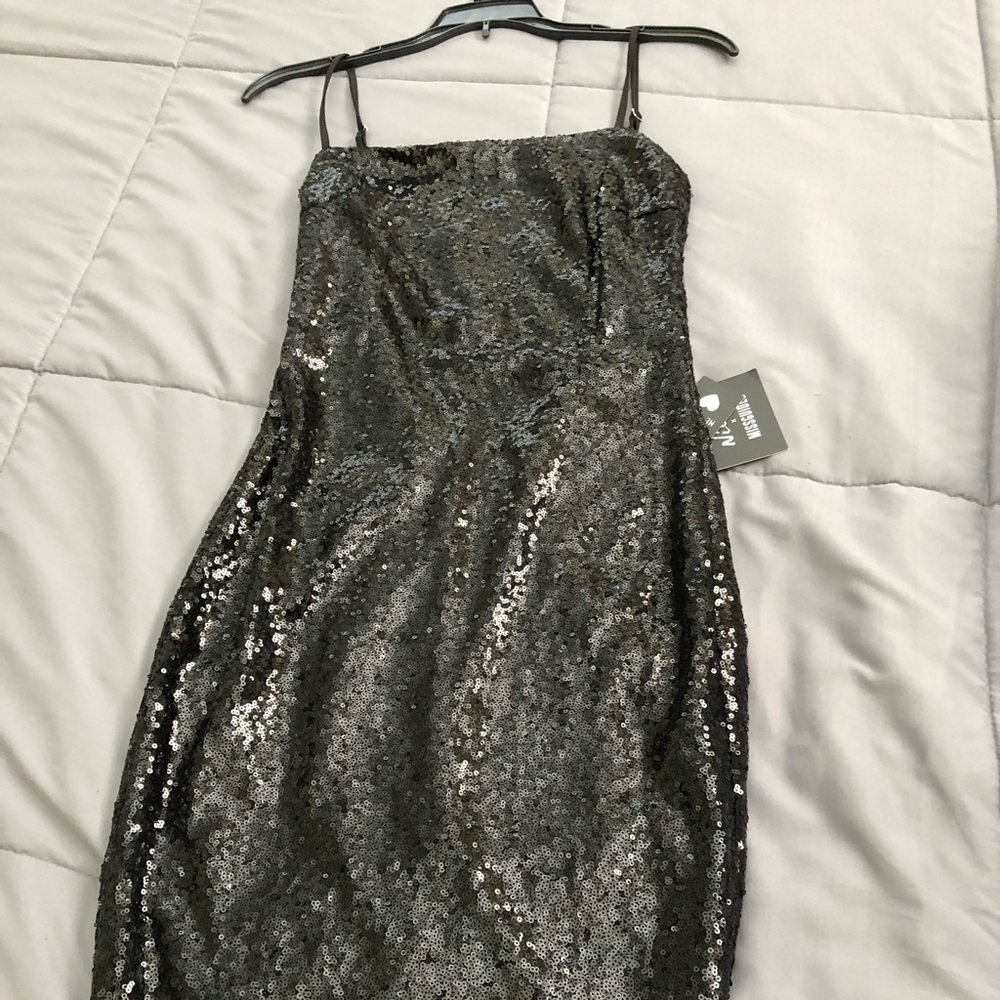 Misguided sequin low back party dress
